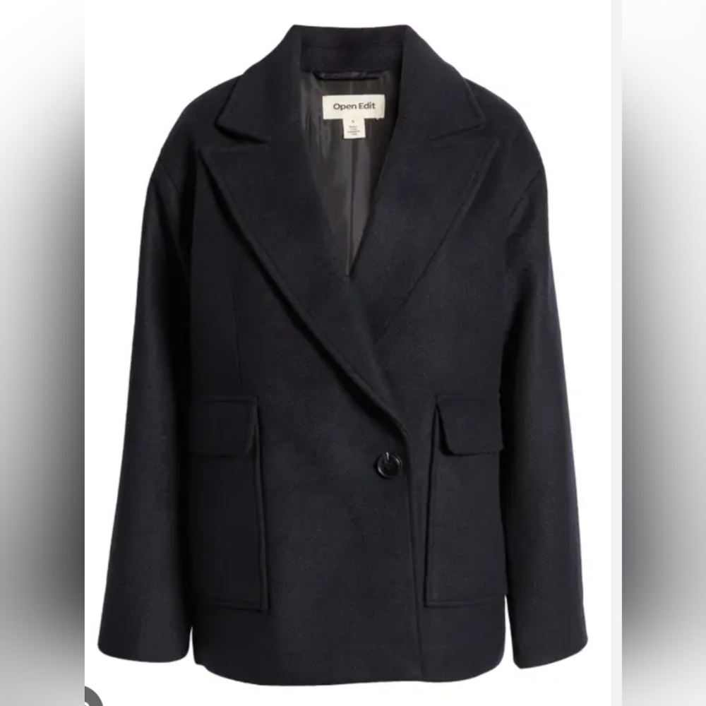 Open Edit Relaxed Coat in Navy - oversized fit